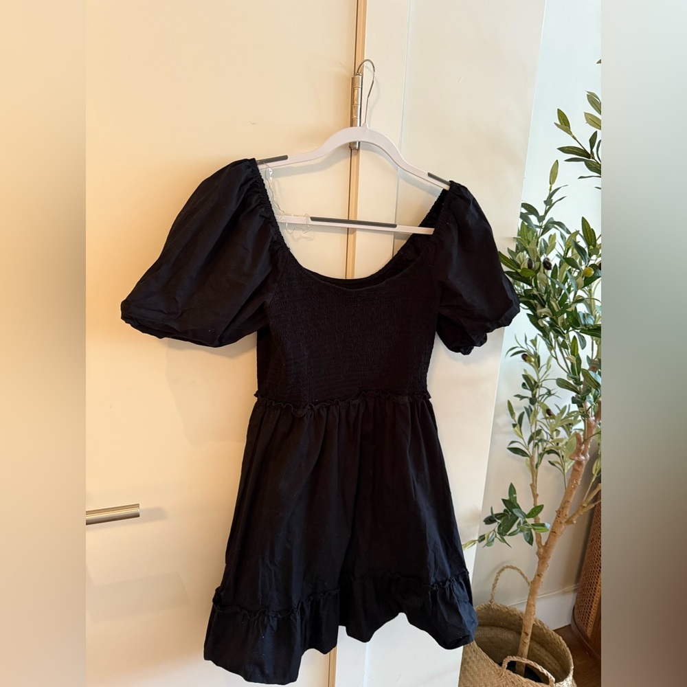 And Now This Puff Sleeve Black Mini Dress